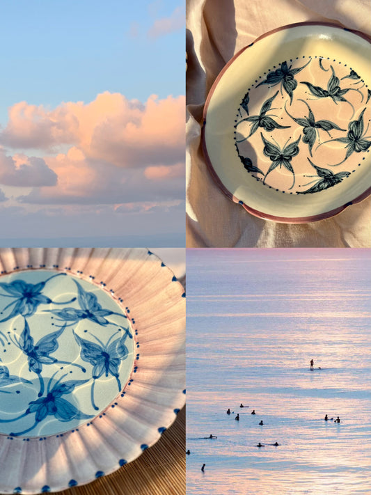 Dancing Butterfly Hand-Painted Round Plate