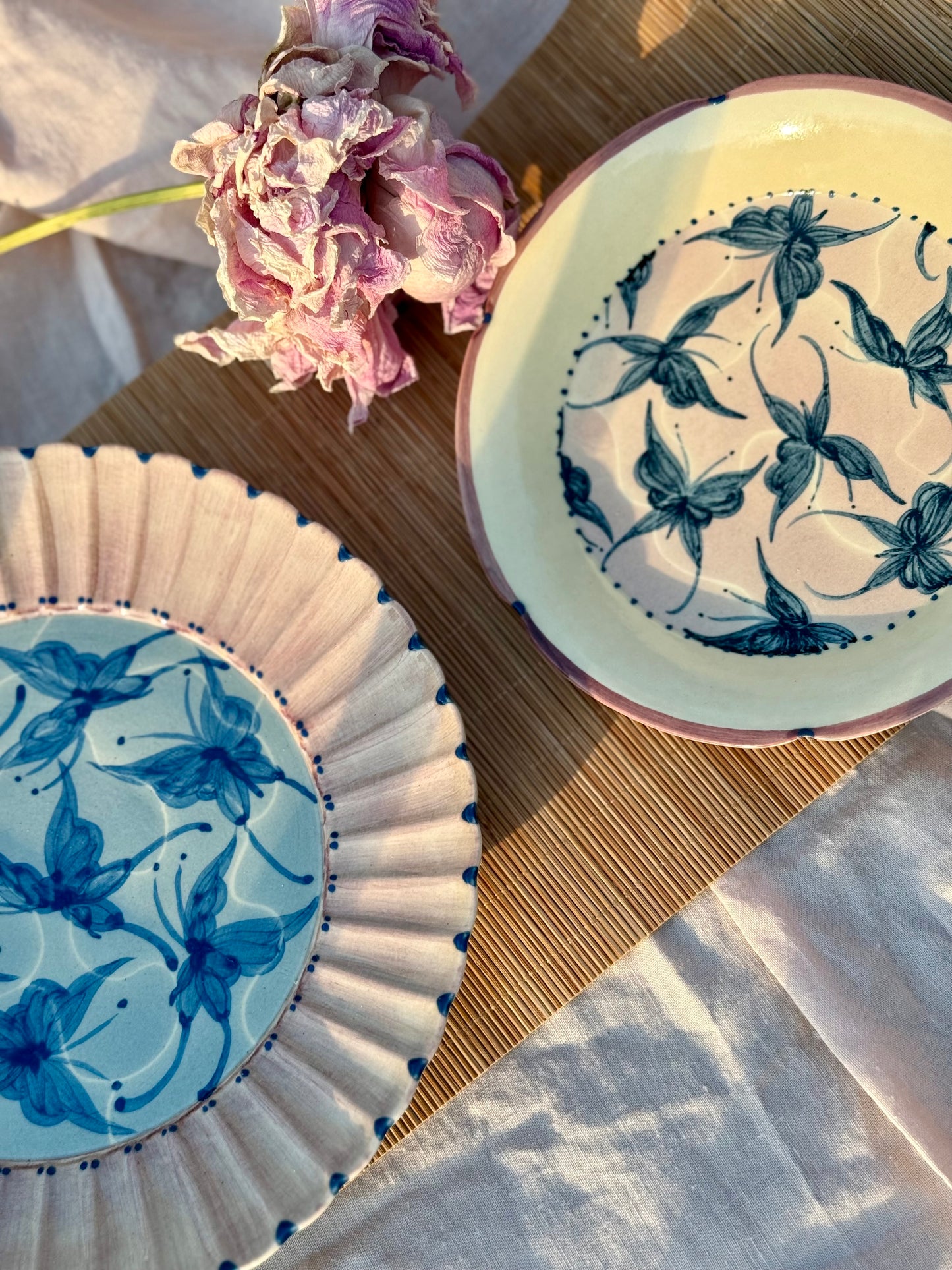 Dancing Butterfly Hand-Painted Round Plate