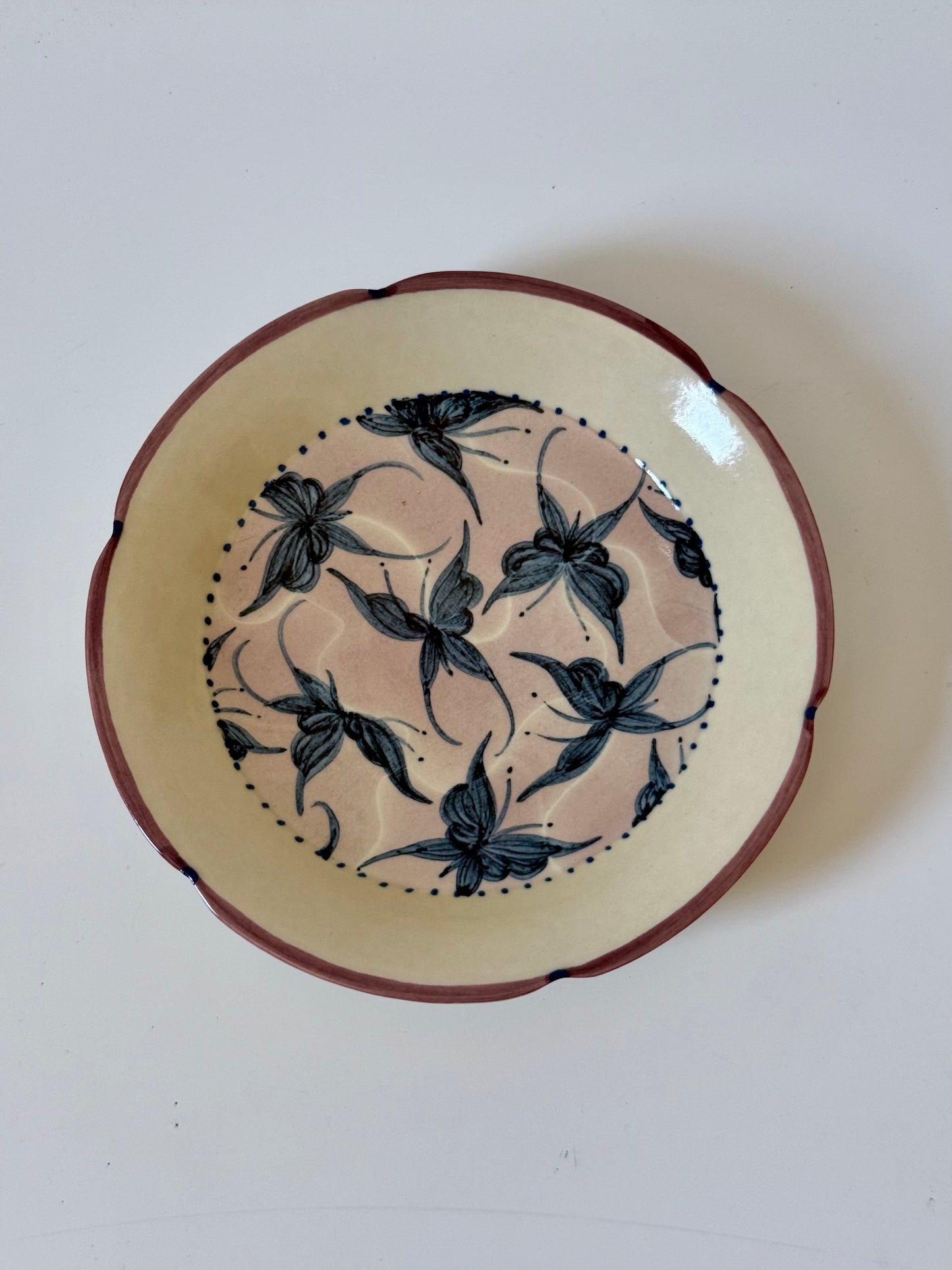 Dancing Butterfly Hand-Painted Round Plate