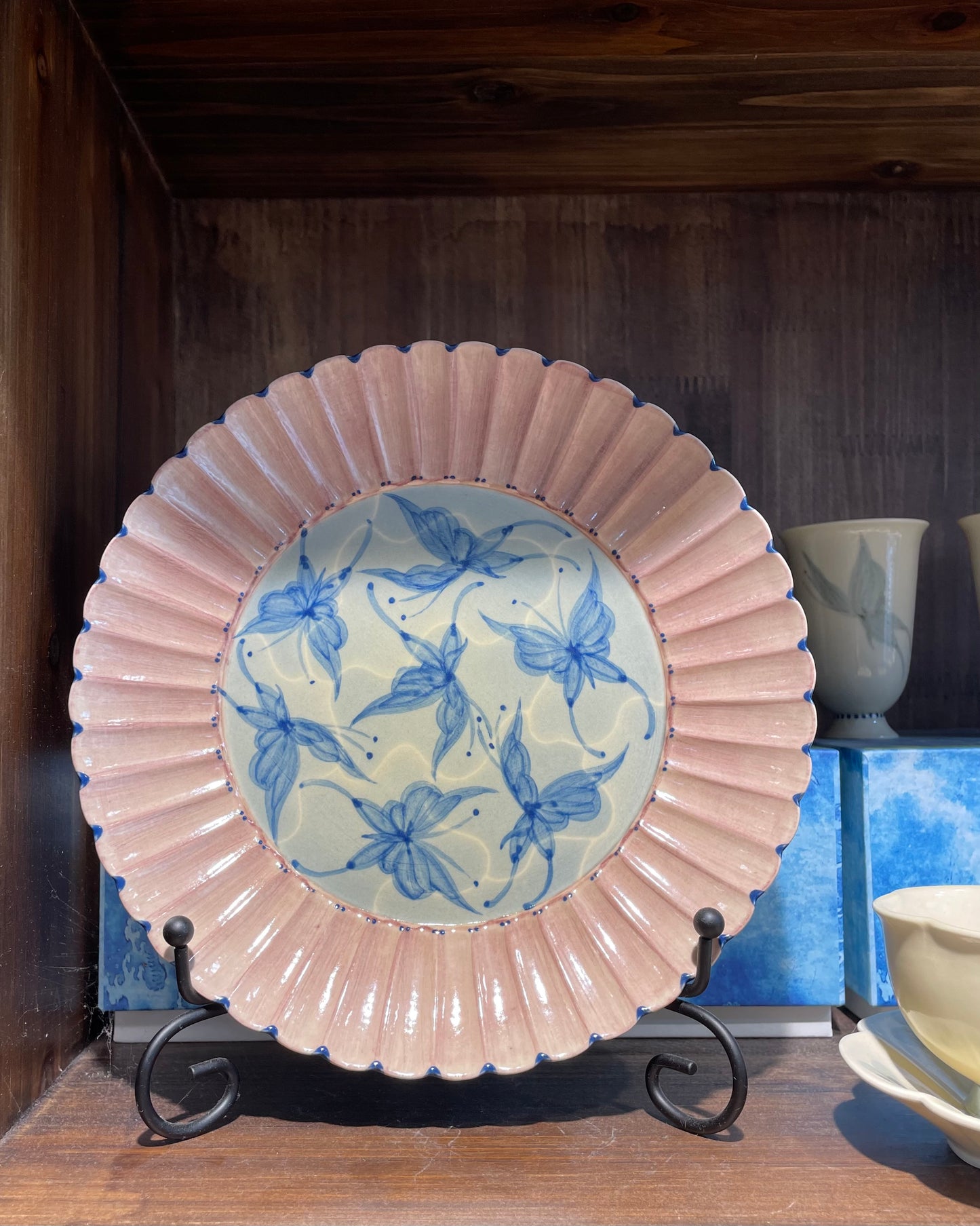 Dancing Butterfly Hand-Painted Round Plate